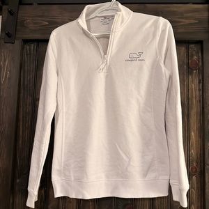 Vineyard Vines White Half Zip Sweatshirt, White, Small.